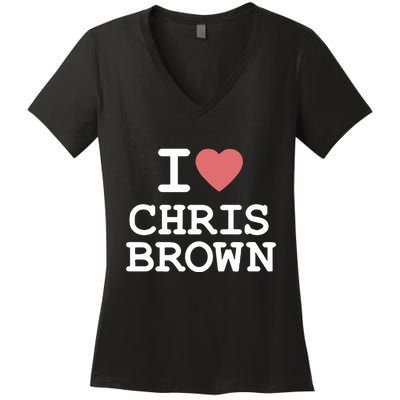 I Love Chris Brown 2024 Women's V-Neck T-Shirt