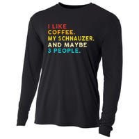 I Like Coffee My Schnauzer Dog And 3 People Vintage Cooling Performance Long Sleeve Crew