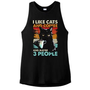 I Like Cats And Coffee And Maybe 3 People Funny Love Cat Ladies PosiCharge Tri-Blend Wicking Tank