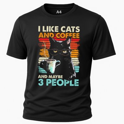 I Like Cats And Coffee And Maybe 3 People Funny Love Cat Performance Shirt