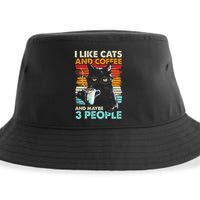 I Like Cats And Coffee And Maybe 3 People Funny Love Cat Sustainable Bucket Hat