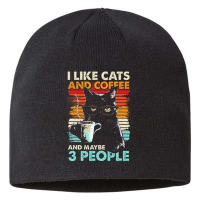 I Like Cats And Coffee And Maybe 3 People Funny Love Cat Sustainable Beanie