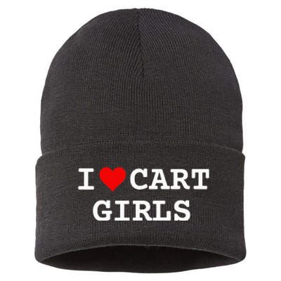 I Love Cart Girl Golf Funny Sustainable Knit Beanie