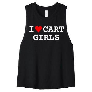 I Love Cart Girl Golf Funny Women's Racerback Cropped Tank