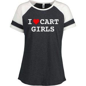 I Love Cart Girl Golf Funny Enza Ladies Jersey Colorblock Tee