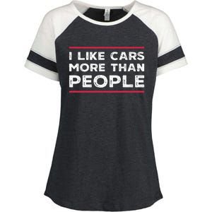 I Like Cars More Than People Enza Ladies Jersey Colorblock Tee