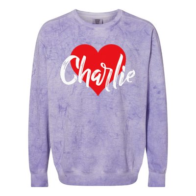 I Love Charlie First Name I Heart Named Colorblast Crewneck Sweatshirt