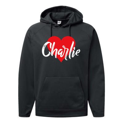 I Love Charlie First Name I Heart Named Performance Fleece Hoodie