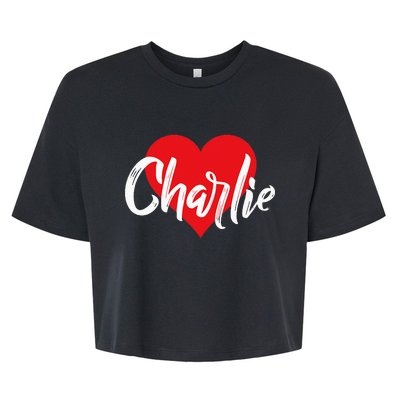 I Love Charlie First Name I Heart Named Bella+Canvas Jersey Crop Tee