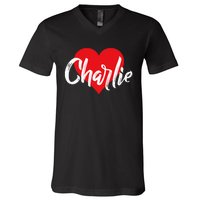 I Love Charlie First Name I Heart Named V-Neck T-Shirt