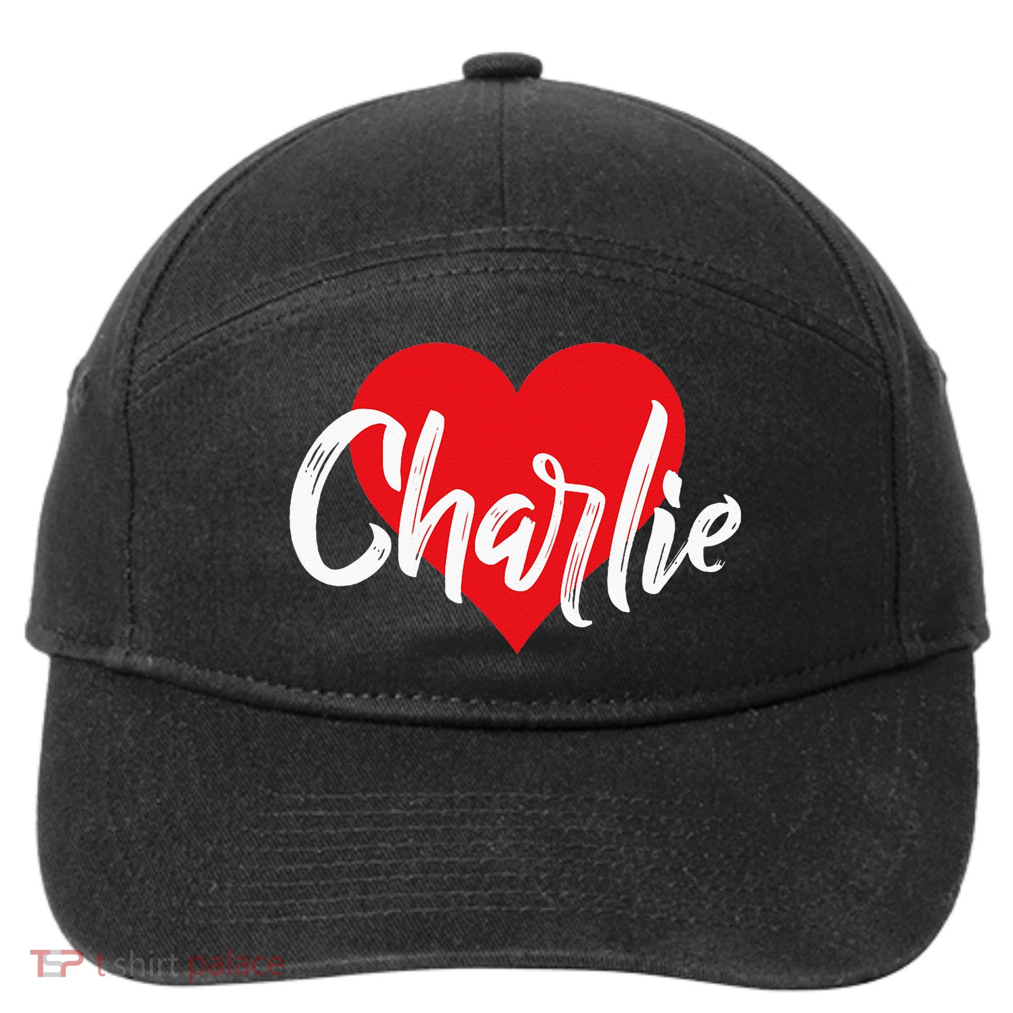 I Love Charlie First Name I Heart Named 7-Panel Snapback Hat