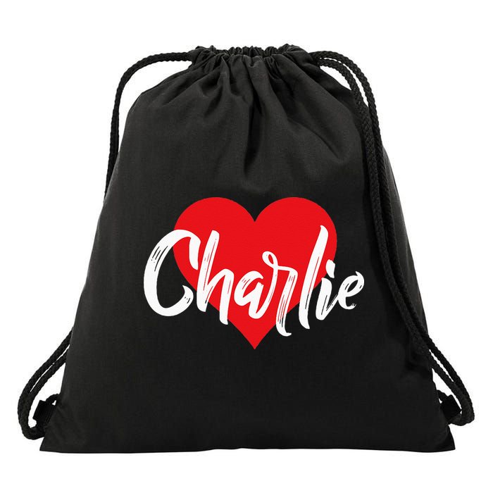 I Love Charlie First Name I Heart Named Drawstring Bag