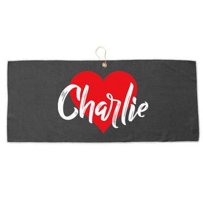I Love Charlie First Name I Heart Named Large Microfiber Waffle Golf Towel