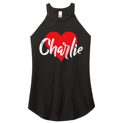 I Love Charlie First Name I Heart Named Women's Perfect Tri Rocker Tank