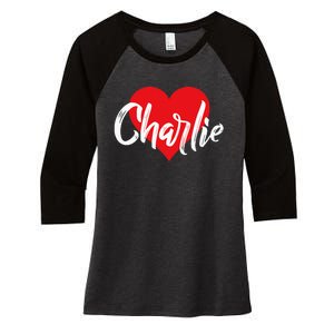 I Love Charlie First Name I Heart Named Women's Tri-Blend 3/4-Sleeve Raglan Shirt