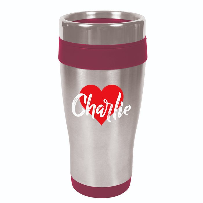 I Love Charlie First Name I Heart Named 16oz Travel Tumbler