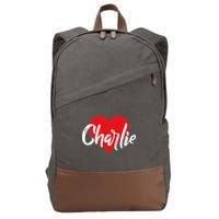 I Love Charlie First Name I Heart Named Cotton Canvas Backpack