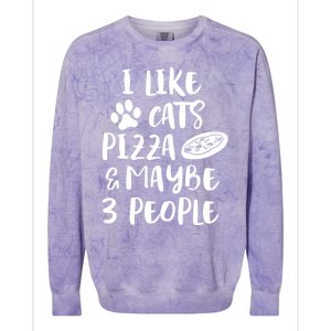 I Like Cats Pizza And Maybe 3 People Funny Sarcasm Love Cats Gift Colorblast Crewneck Sweatshirt