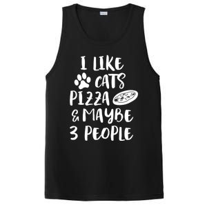 I Like Cats Pizza And Maybe 3 People Funny Sarcasm Love Cats Gift PosiCharge Competitor Tank