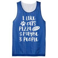 I Like Cats Pizza And Maybe 3 People Funny Sarcasm Love Cats Gift Mesh Reversible Basketball Jersey Tank