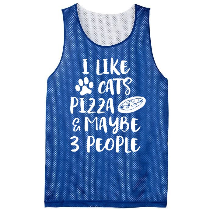 I Like Cats Pizza And Maybe 3 People Funny Sarcasm Love Cats Gift Mesh Reversible Basketball Jersey Tank