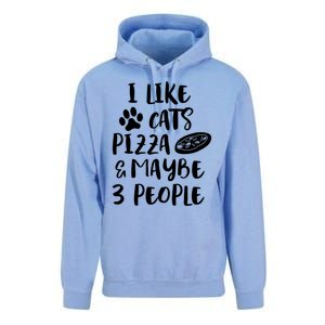 I Like Cats Pizza And Maybe 3 People Funny Sarcasm Love Cats Gift Unisex Surf Hoodie