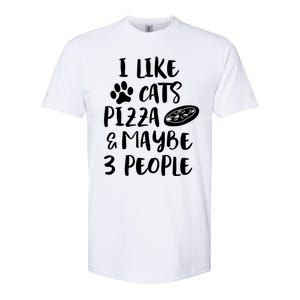 I Like Cats Pizza And Maybe 3 People Funny Sarcasm Love Cats Gift Softstyle CVC T-Shirt