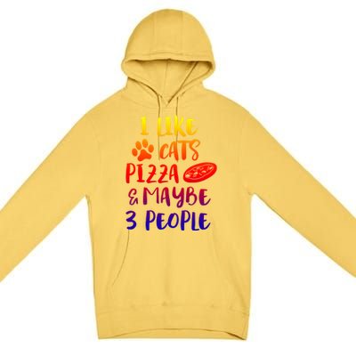 I Like Cats Pizza And Maybe 3 People Funny Sarcasm Mom Gift Premium Pullover Hoodie