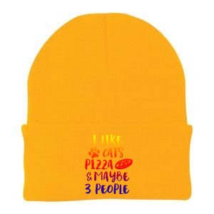 I Like Cats Pizza And Maybe 3 People Funny Sarcasm Mom Gift Knit Cap Winter Beanie