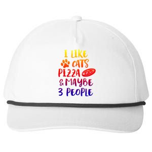 I Like Cats Pizza And Maybe 3 People Funny Sarcasm Mom Gift Snapback Five-Panel Rope Hat