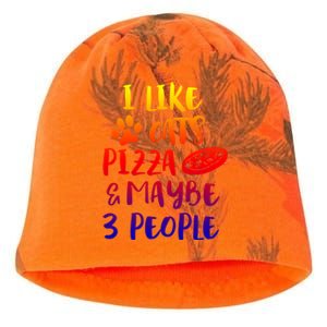 I Like Cats Pizza And Maybe 3 People Funny Sarcasm Mom Gift Kati - Camo Knit Beanie