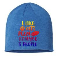 I Like Cats Pizza And Maybe 3 People Funny Sarcasm Mom Gift Sustainable Beanie