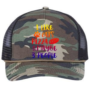 I Like Cats Pizza And Maybe 3 People Funny Sarcasm Mom Gift Retro Rope Trucker Hat Cap