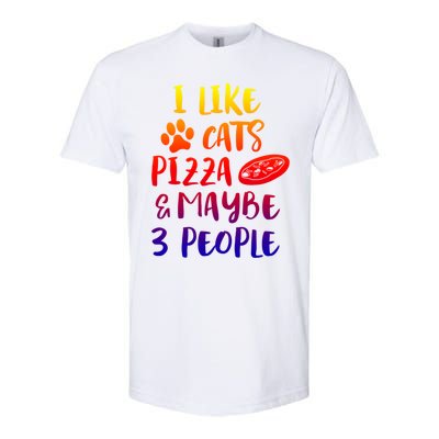 I Like Cats Pizza And Maybe 3 People Funny Sarcasm Mom Gift Softstyle® CVC T-Shirt