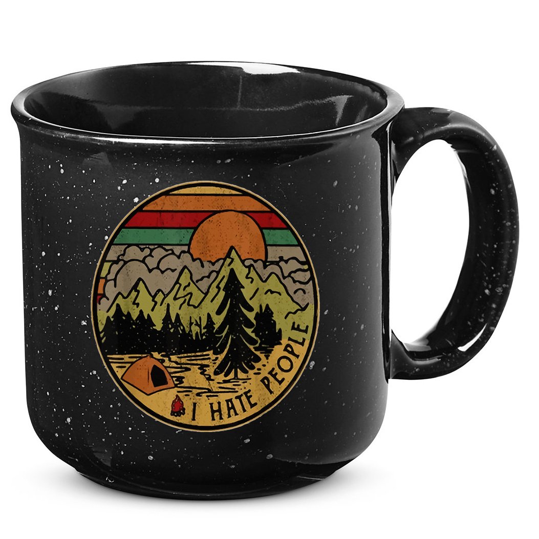I Love Camping I Hate People Outdoors 15oz Campfire Ceramic Mug