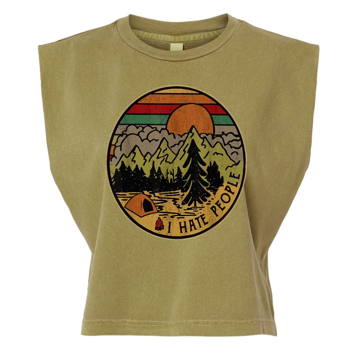 I Love Camping I Hate People Outdoors Garment-Dyed Women's Muscle Tee