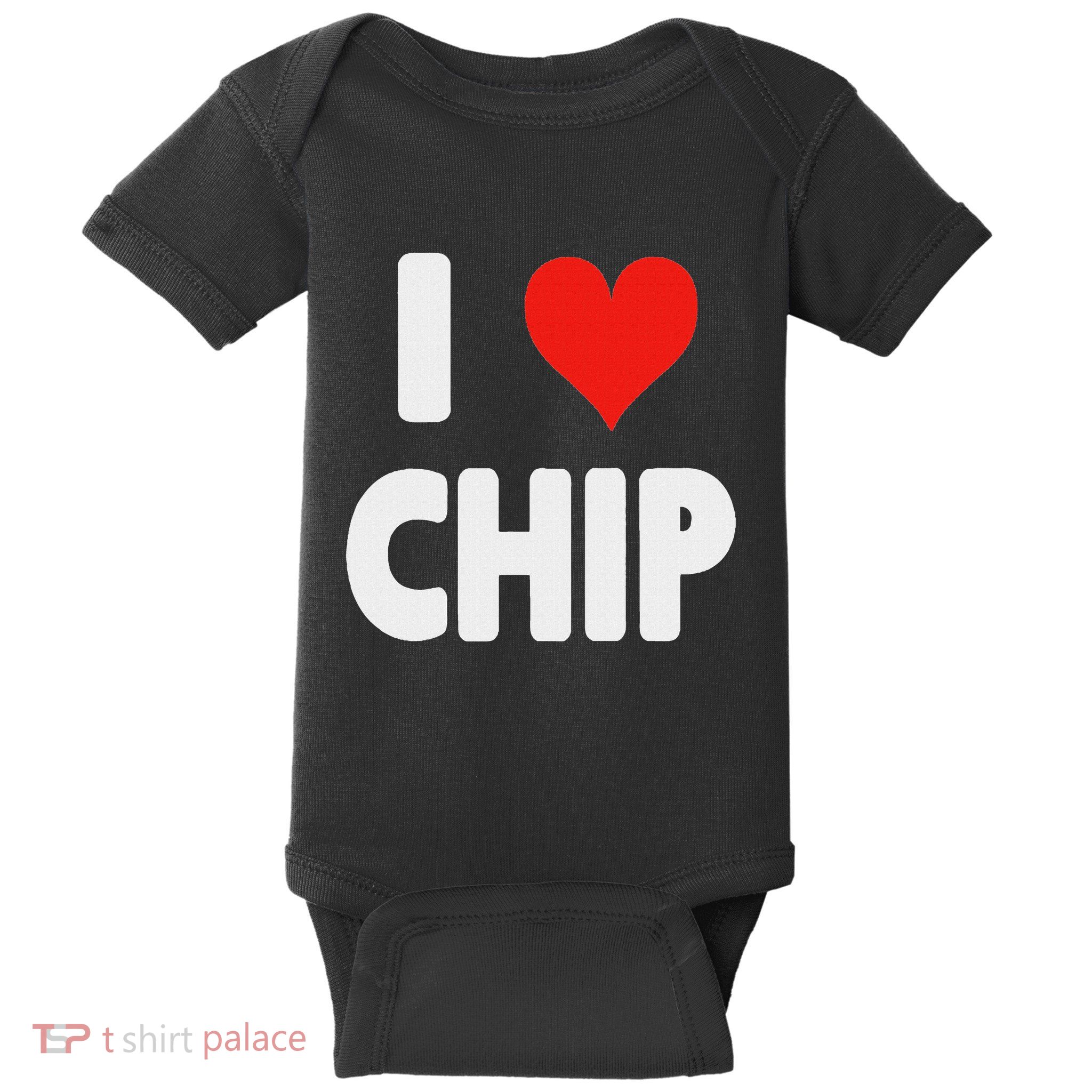 I Love Chip Heart Baby Bodysuit