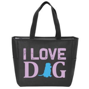 I Love Dog Zip Tote Bag