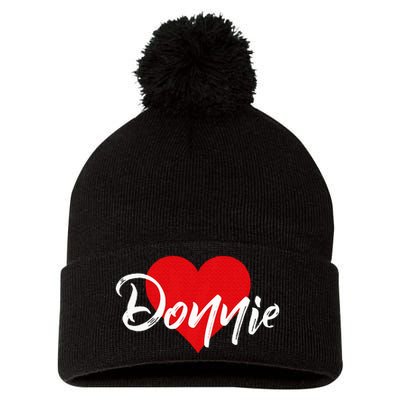 I Love Donnie First Name Pom Pom 12in Knit Beanie