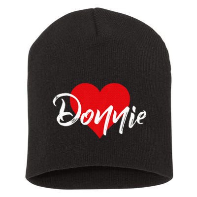 I Love Donnie First Name Short Acrylic Beanie