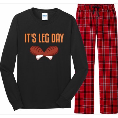 It's Leg Day Funny Thanksgiving Outfit Gift Long Sleeve Pajama Set