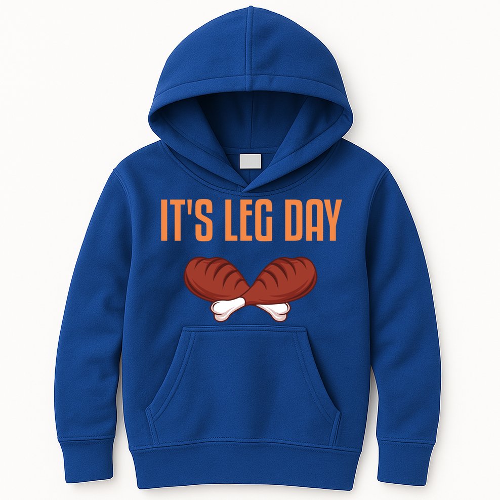 It's Leg Day Funny Thanksgiving Outfit Gift Kids Hoodie
