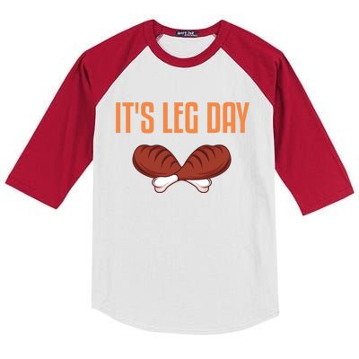 It's Leg Day Funny Thanksgiving Outfit Gift Kids Colorblock Raglan Jersey