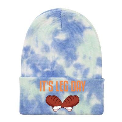 It's Leg Day Funny Thanksgiving Outfit Gift Tie Dye 12in Knit Beanie