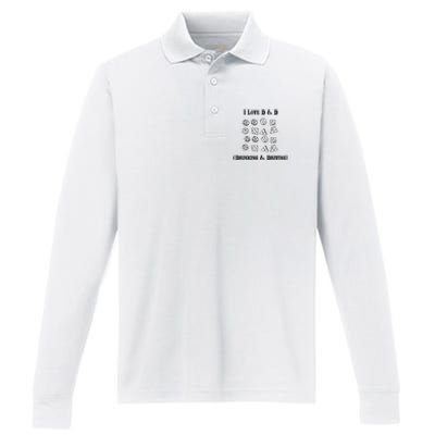 I Love DnD Drinking And Driving Performance Long Sleeve Polo