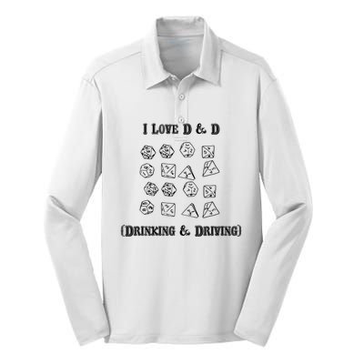 I Love DnD Drinking And Driving Silk Touch Performance Long Sleeve Polo