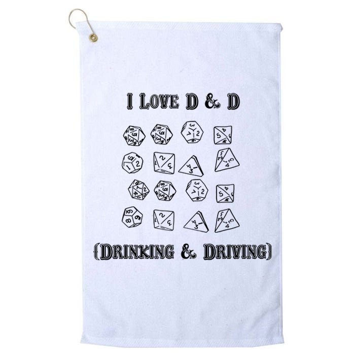 I Love DnD Drinking And Driving Platinum Collection Golf Towel