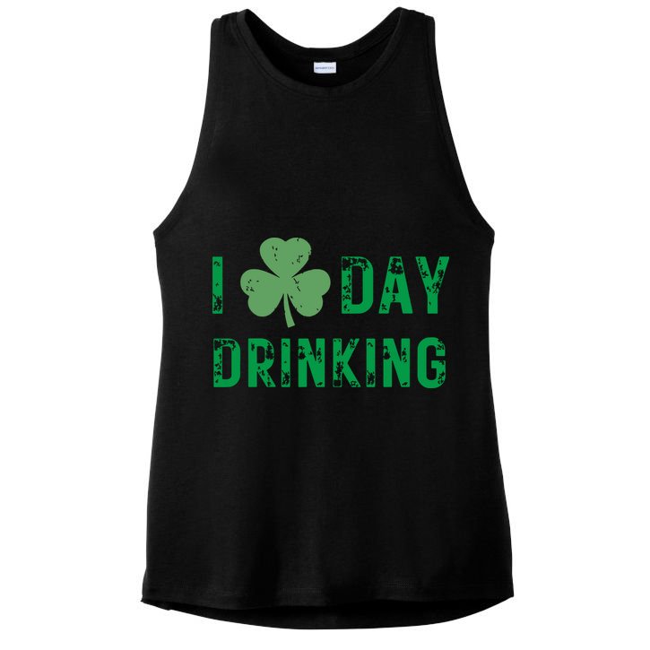 I Love Day Drinking Shamrock Heart Love St Paddys Day Ladies PosiCharge Tri-Blend Wicking Tank