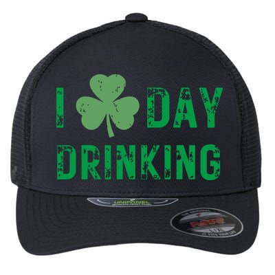 I Love Day Drinking Shamrock Heart Love St Paddys Day Flexfit Unipanel Trucker Cap