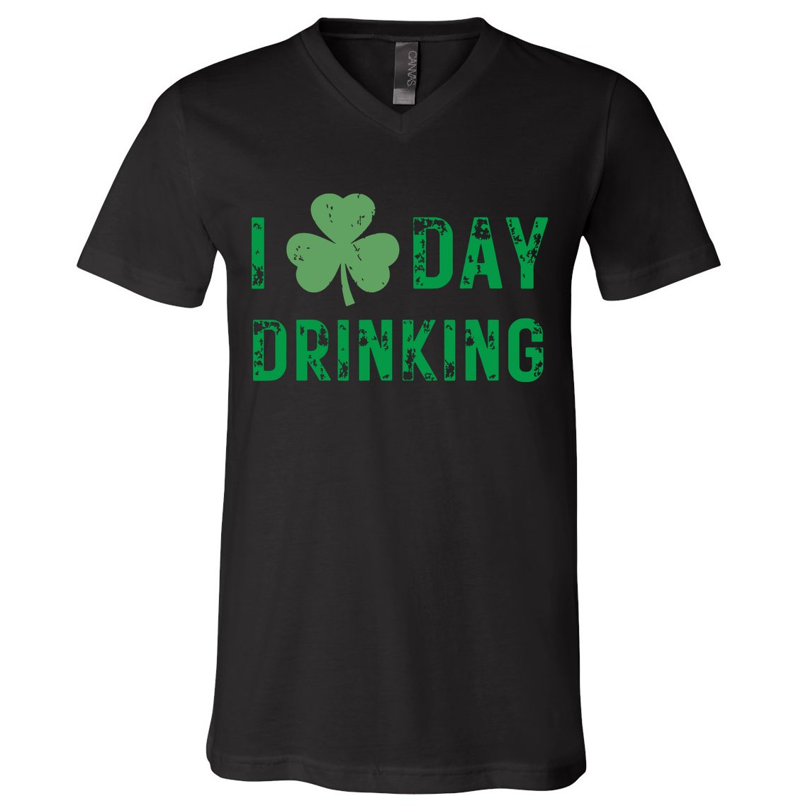 I Love Day Drinking Shamrock Heart Love St Paddys Day V-Neck T-Shirt